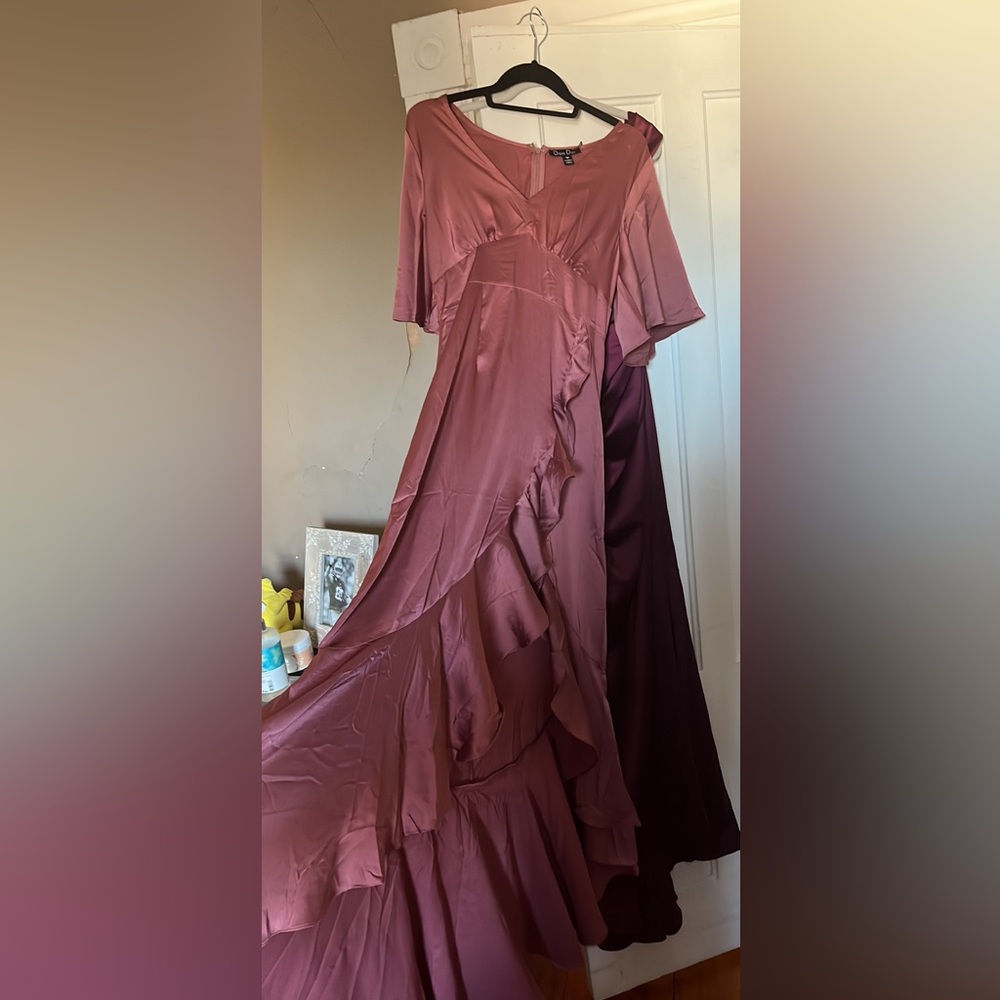 Satin, never worn Day Dress. Perfect for a wedding guest or bridesmaid dress.